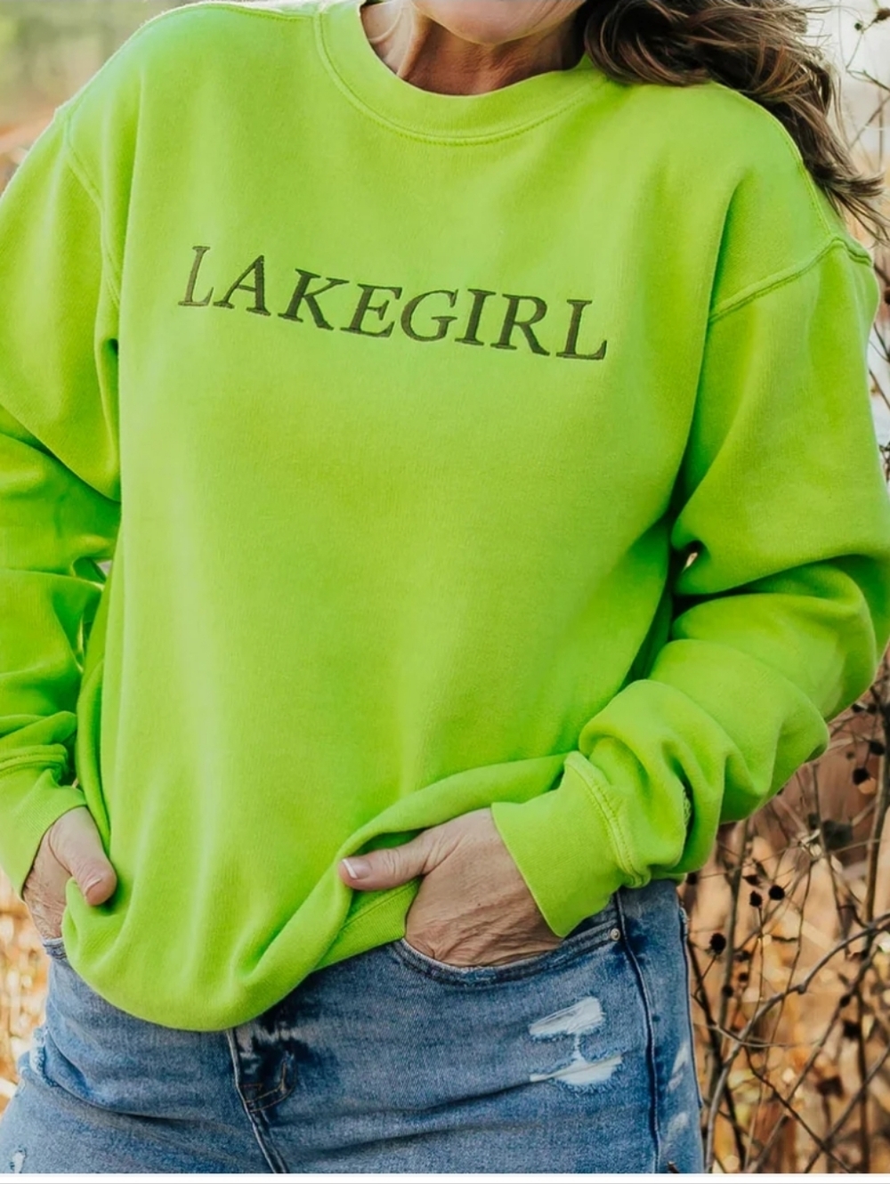 LAKEGIRL Neon Lime Crewneck Sweatshirt